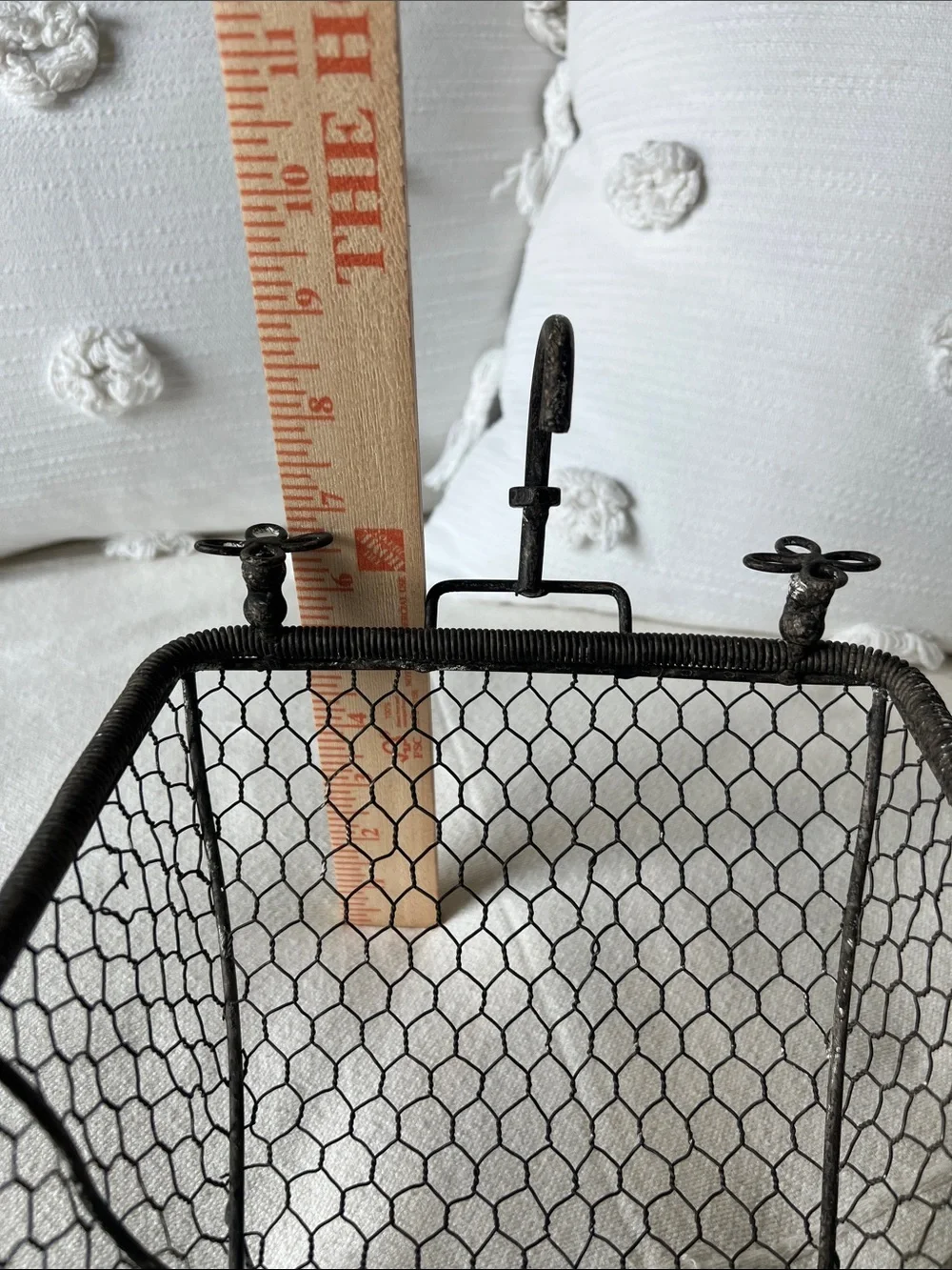 Vintage, French Country style Black Wire Mesh Bathtub Decorative Basket